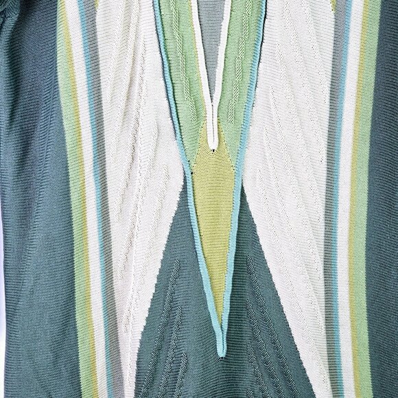 Vintage 1980's Bergati Coogi Style Knit Sweater, Shades of Green, XL, EUC - Picture 5 of 11